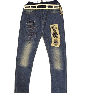 Boys JFDX denim sporty graphic patchwork cotton blend strait leg stretch jeans s